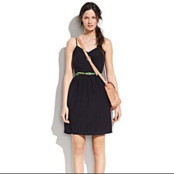 black silk cami dress